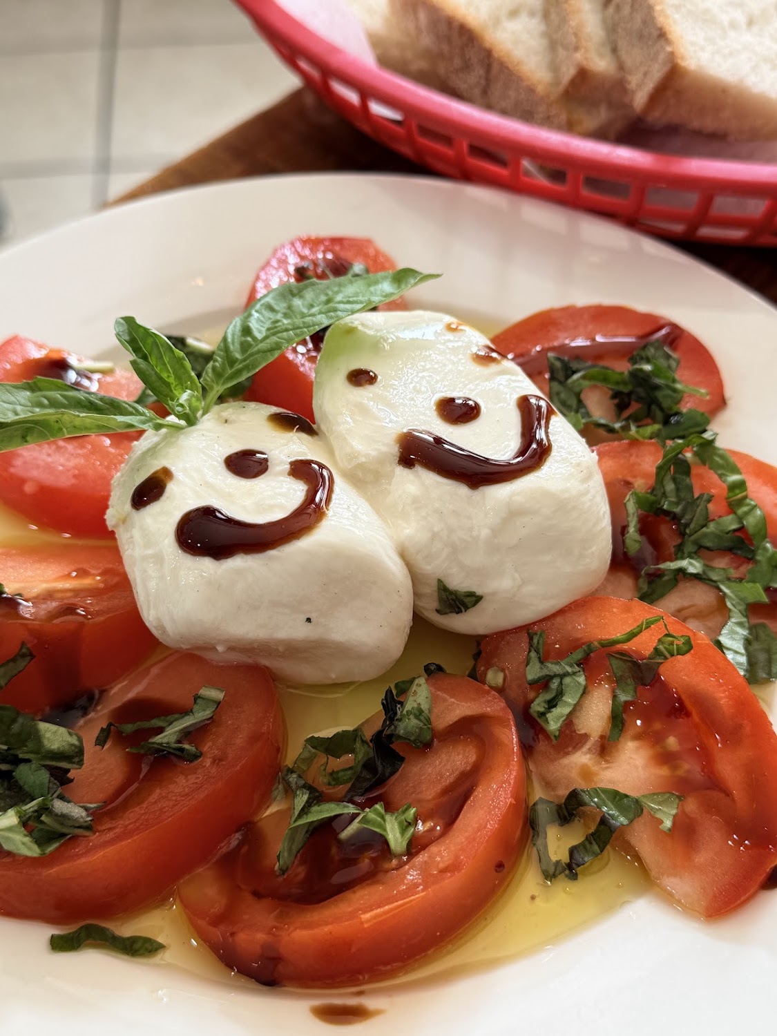Caprese with fresh mozzarella, tomato and basil